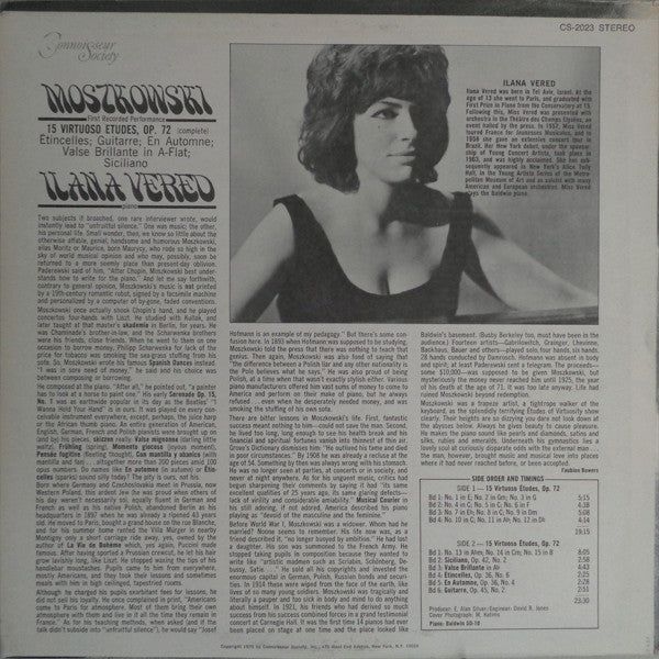 Moritz Moszkowski, Ilana Vered – 15 Virtuoso Études, Op. 72 LP vinyl record, image 4 of 4