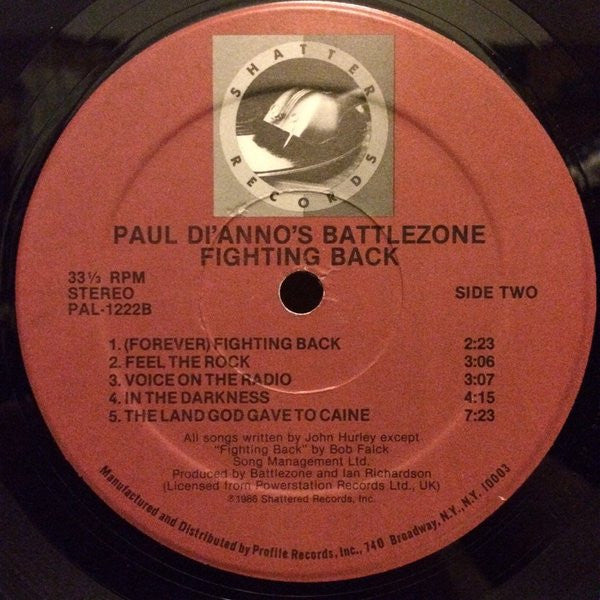 Paul Di'anno's Battlezone – Fighting Back LP vinyl record, image 4 of 4