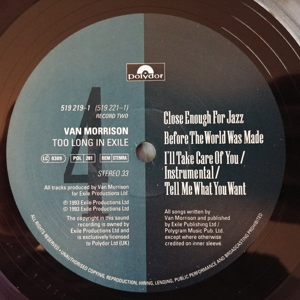 Van Morrison – Too Long In Exile (2xLP) LP vinyl record, image 8 of 8