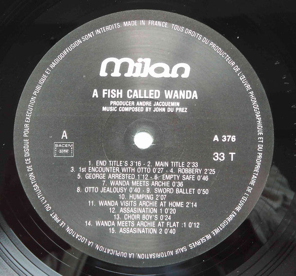 John Du Prez – A Fish Called Wanda / Un Poisson Nomme Wanda LP vinyl record, image 3 of 3