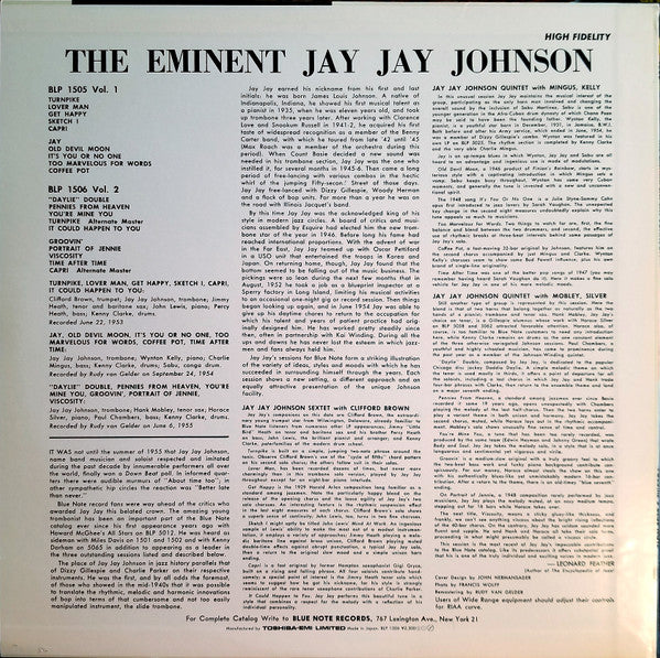 J.J. Johnson – The Eminent Jay Jay Johnson Volume 2 LP vinyl record, image 2 of 4