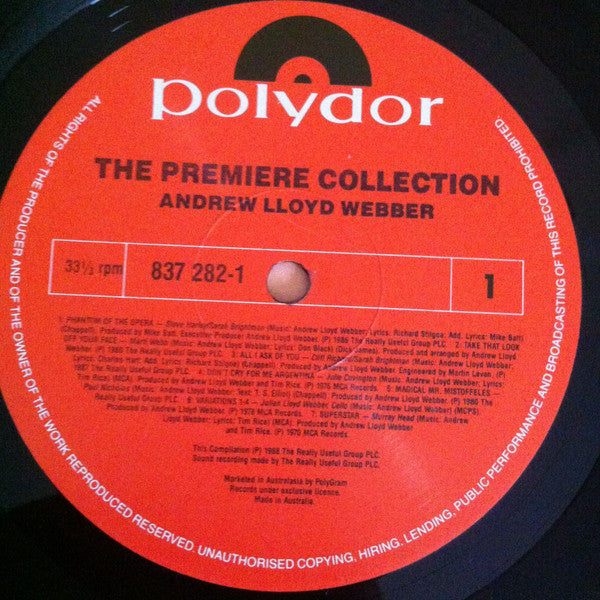 Various, Andrew Lloyd Webber – The Premiere Collection - The Best Of Andrew Lloyd Webber LP vinyl record, image 4 of 5