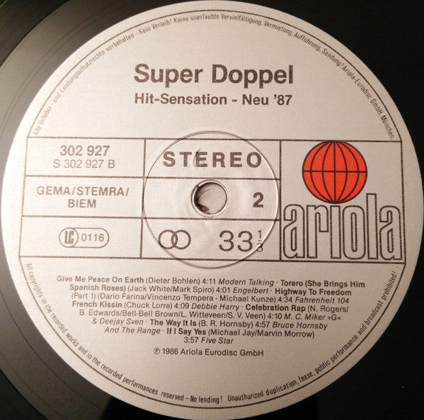 Various – Super Doppel Hit-Sensation '87 (2xLP) LP vinyl record, image 6 of 8