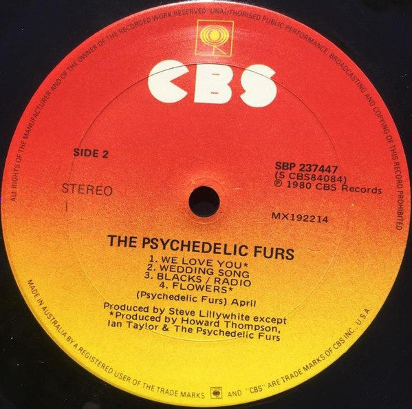 The Psychedelic Furs – The Psychedelic Furs LP vinyl record, image 4 of 4
