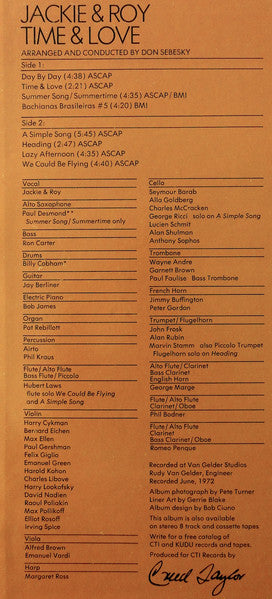 Jackie & Roy – Time & Love LP vinyl record, image 8 of 9