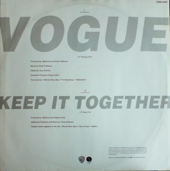 Madonna – Vogue / Keep It Together 12" vinyl record, image 2 of 4