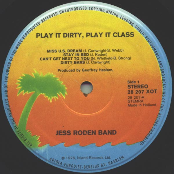 The Jess Roden Band – Play It Dirty, Play It Class LP vinyl record, image 3 of 4