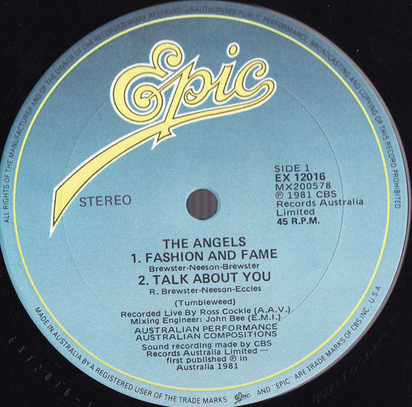 The Angels – Never So Live 12" vinyl record, image 3 of 4