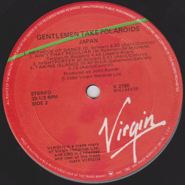 Japan – Gentlemen Take Polaroids LP vinyl record, image 3 of 3