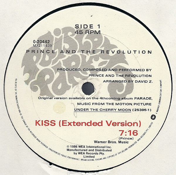 Prince And The Revolution – Kiss 12" vinyl record, image 3 of 4