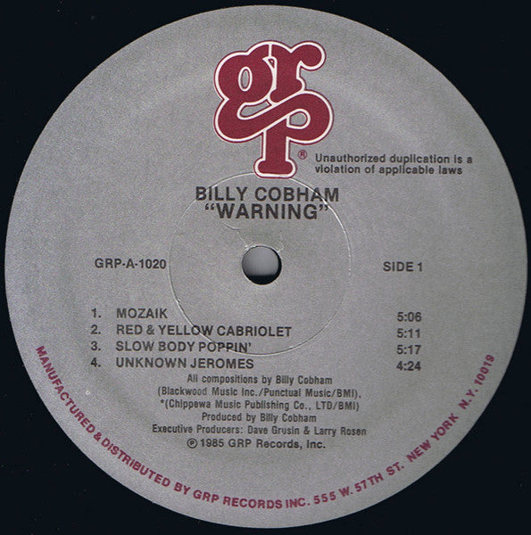 Billy Cobham – Warning LP vinyl record, image 2 of 3