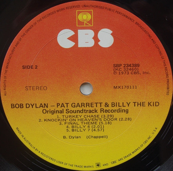 Bob Dylan – Pat Garrett & Billy The Kid - Original Soundtrack Recording LP vinyl record, image 4 of 4