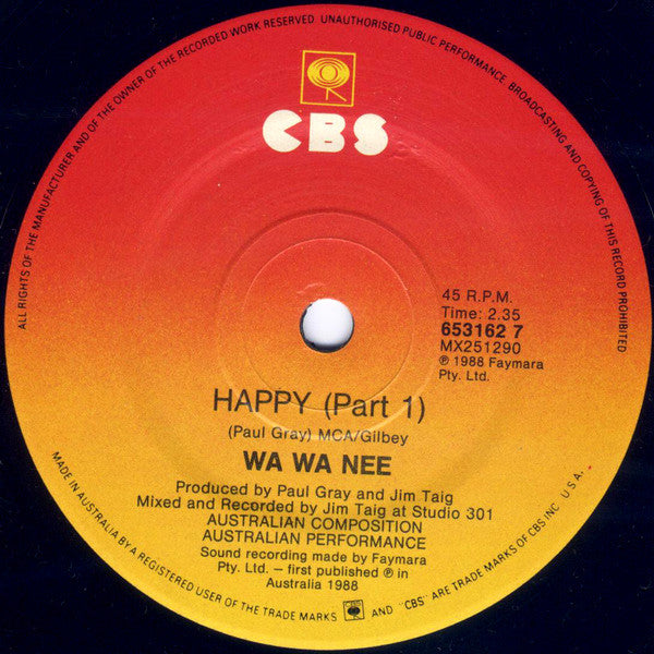 Wa Wa Nee – Can't Control Myself 7" vinyl record, image 2 of 2