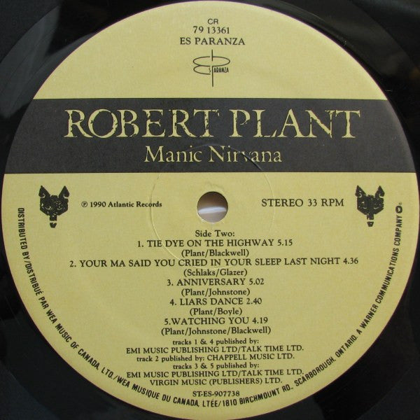 Robert Plant – Manic Nirvana LP vinyl record, image 4 of 7