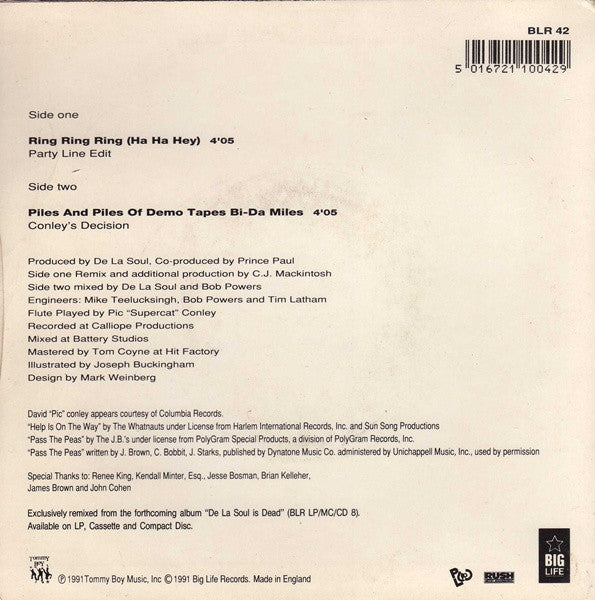 De La Soul – Ring Ring Ring (Ha Ha Hey) 7" vinyl record, image 2 of 4