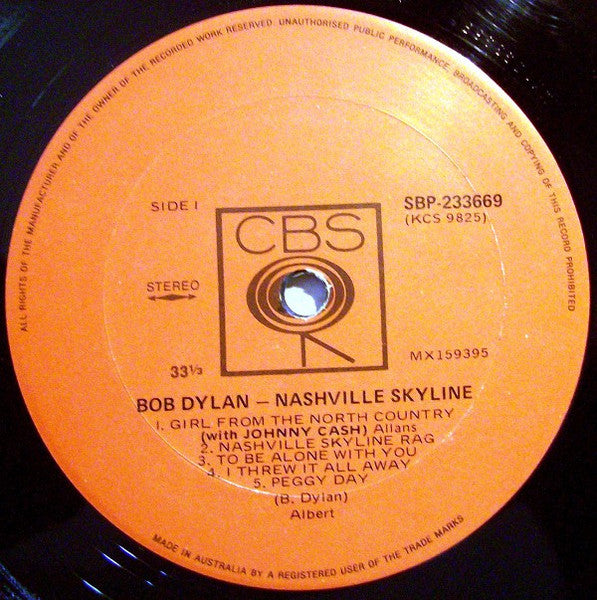 Bob Dylan – Nashville Skyline LP vinyl record, image 3 of 4