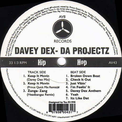 Davey Dex – Da Projectz 12" vinyl record, image 1 of 2