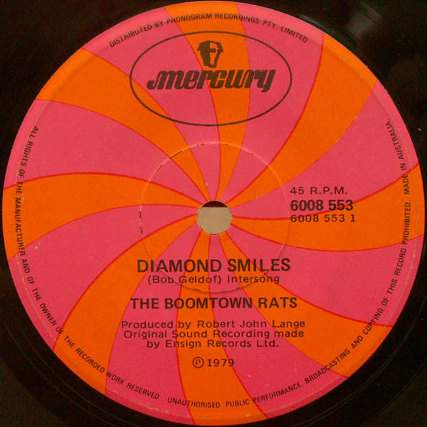The Boomtown Rats – Diamond Smiles 7" vinyl record, image 3 of 4