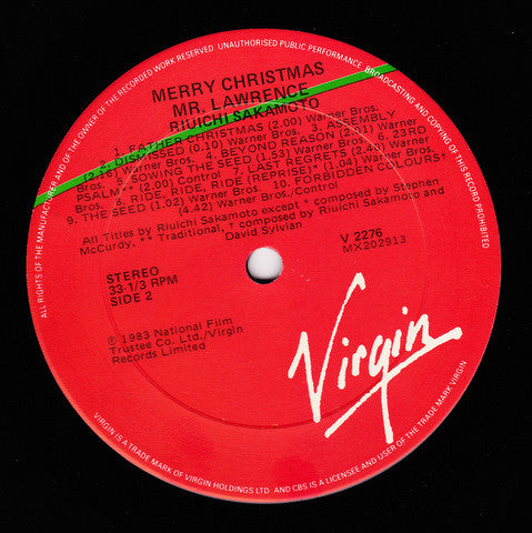 Ryuichi Sakamoto – Merry Christmas Mr. Lawrence LP vinyl record, image 4 of 4