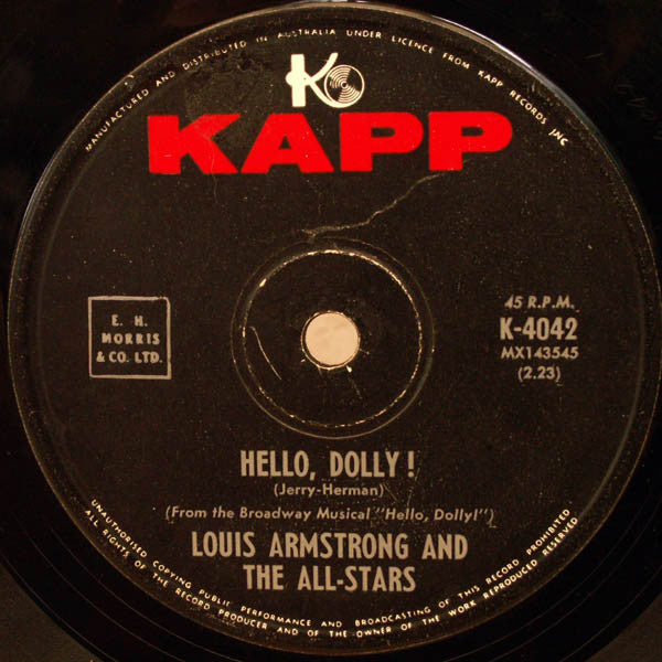Louis Armstrong And His All-Stars – Hello, Dolly! 7" vinyl record, image 1 of 2