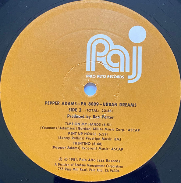 Pepper Adams – Urban Dreams LP vinyl record, image 4 of 4