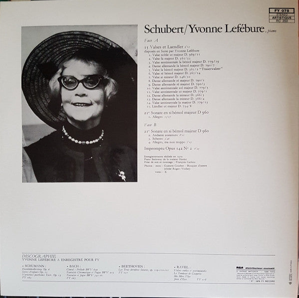 Franz Schubert, Yvonne Lefébure – Schubert / Yvonne Lefèbure LP vinyl record, image 2 of 4