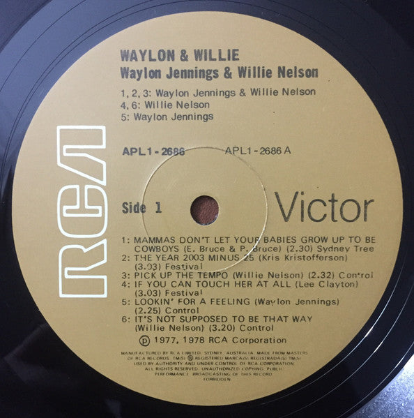 Waylon Jennings & Willie Nelson – Waylon & Willie LP vinyl record, image 3 of 4