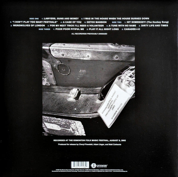 Warren Zevon – Epilogue: Live At The Edmonton Folk Music Festival LP vinyl record, image 4 of 10