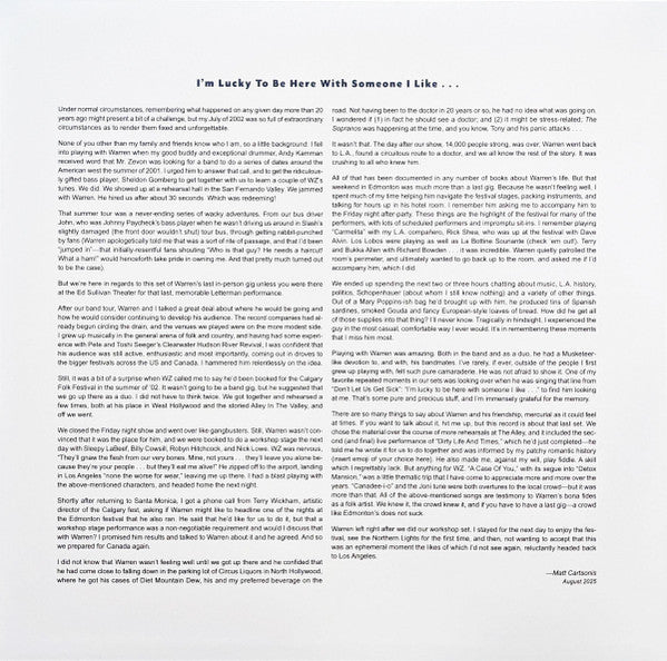 Warren Zevon – Epilogue: Live At The Edmonton Folk Music Festival LP vinyl record, image 2 of 10