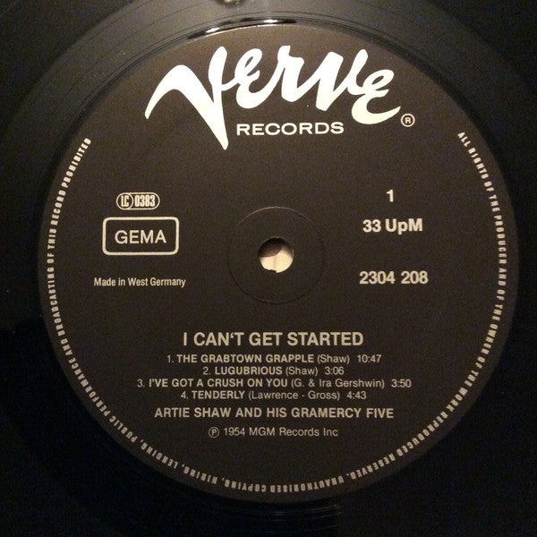 Artie Shaw And His Gramercy Five – I Can't Get Started... LP vinyl record, image 2 of 6