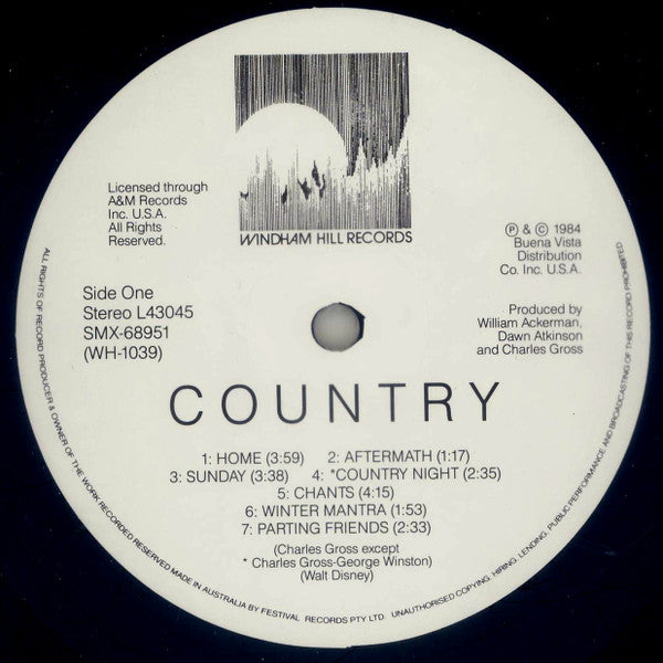 Charles Gross, George Winston, Darol Anger, Mark Isham, Mike Marshall – Country (An Original Soundtrack Album) LP vinyl record, image 2 of 3