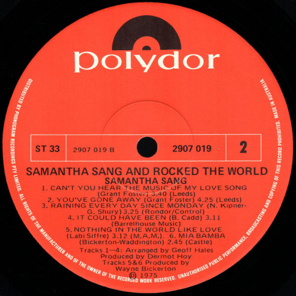 Samantha Sang – Samantha Sang And Rocked The World LP vinyl record, image 4 of 4