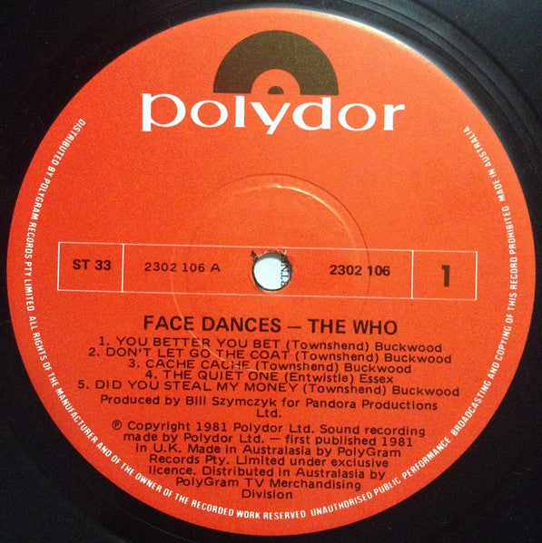 The Who – Face Dances LP vinyl record, image 5 of 6
