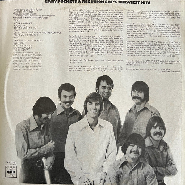 Gary Puckett & The Union Gap – Gary Puckett & The Union Gap's Greatest Hits LP vinyl record, image 2 of 4