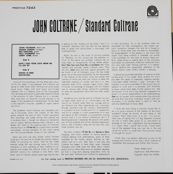 John Coltrane – Standard Coltrane LP vinyl record, image 4 of 6