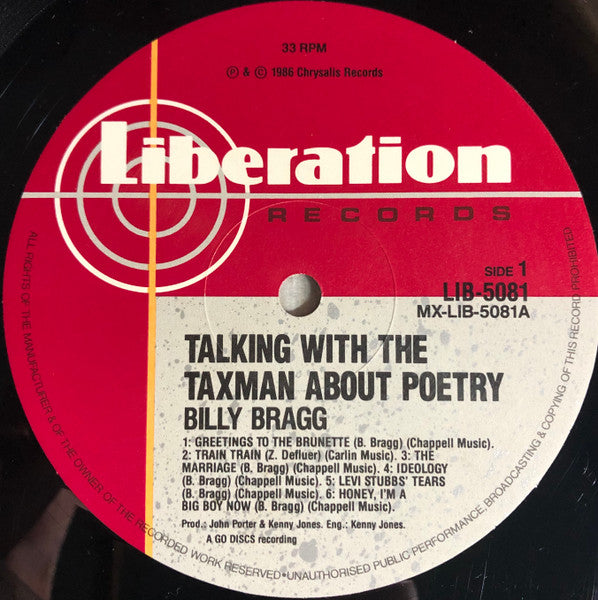 Billy Bragg – Talking With The Taxman About Poetry LP vinyl record, image 3 of 4