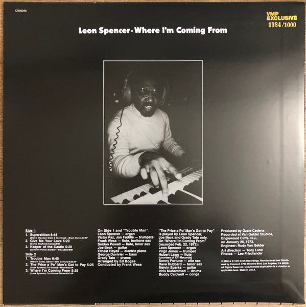 Leon Spencer, Jr. – Where I'm Coming From LP vinyl record, image 2 of 7