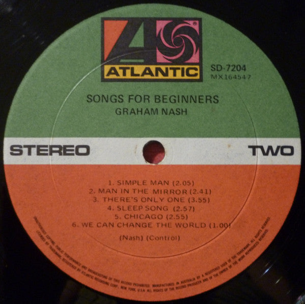 Graham Nash – Songs For Beginners LP vinyl record, image 4 of 4