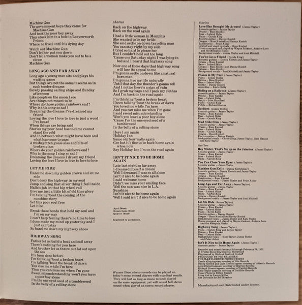 James Taylor – Mud Slide Slim And The Blue Horizon LP vinyl record, image 4 of 6