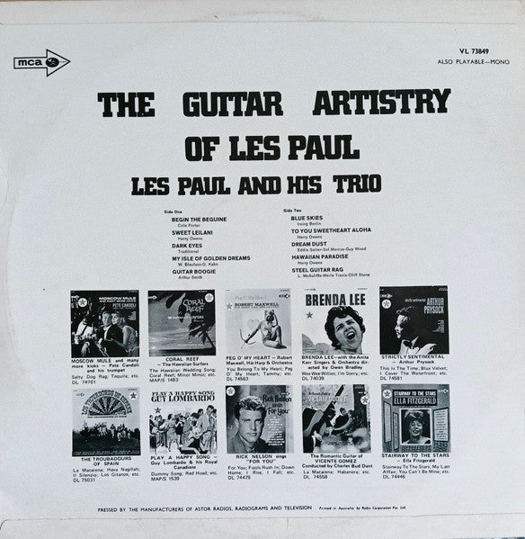 Les Paul And His Trio – The Guitar Artistry Of Les Paul LP vinyl record, image 2 of 4