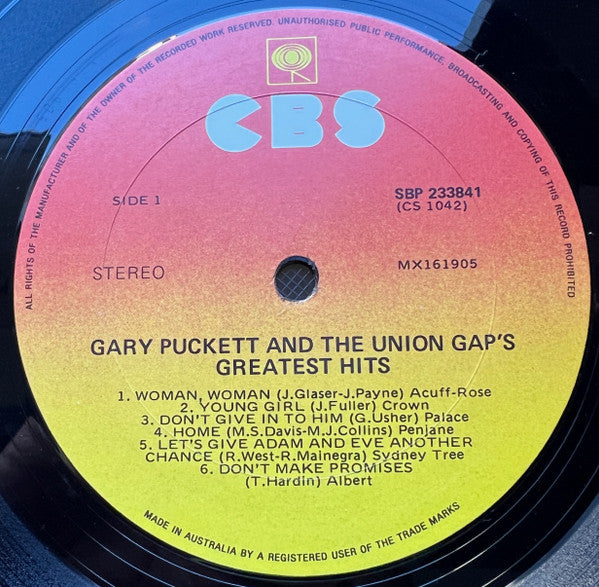 Gary Puckett & The Union Gap – Gary Puckett & The Union Gap's Greatest Hits LP vinyl record, image 3 of 4