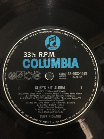 Cliff Richard – Cliff's Hit Album LP vinyl record, image 3 of 4
