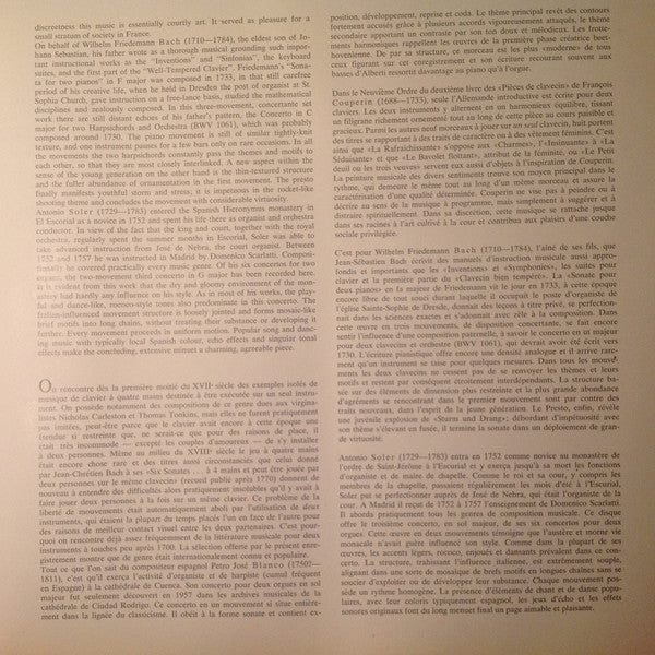 Ton Koopman, Anneke Uittenbosch – Werke Für Zwei Cembali Works For Two Harpsichords/Oeuvres Pour Deux Clavecins LP vinyl record, image 6 of 6