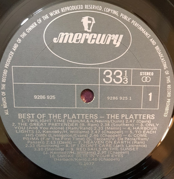 The Platters – Best Of The Platters LP vinyl record, image 3 of 4