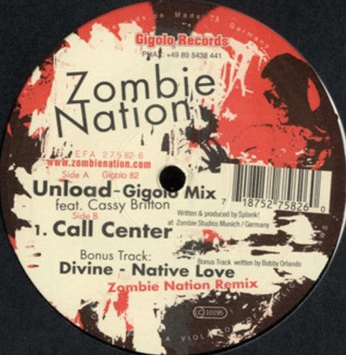 Zombie Nation – Unload 12" vinyl record, image 3 of 4