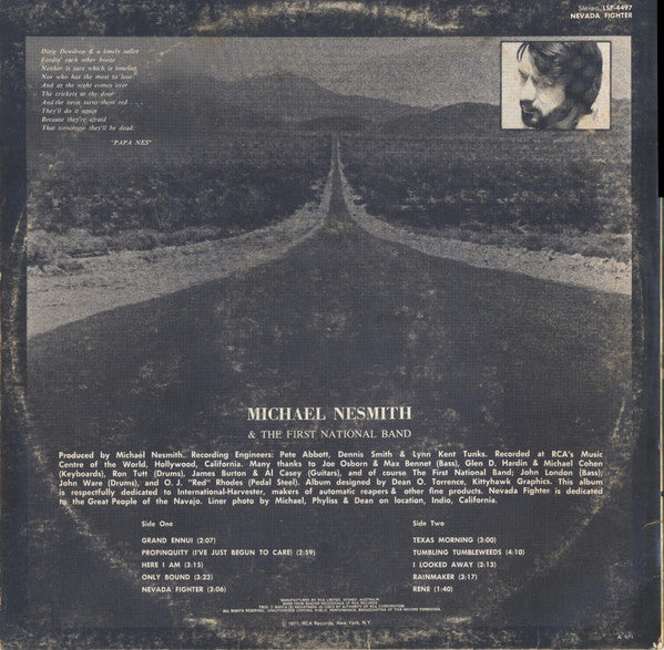 Michael Nesmith & The First National Band – Nevada Fighter LP vinyl record, image 2 of 4