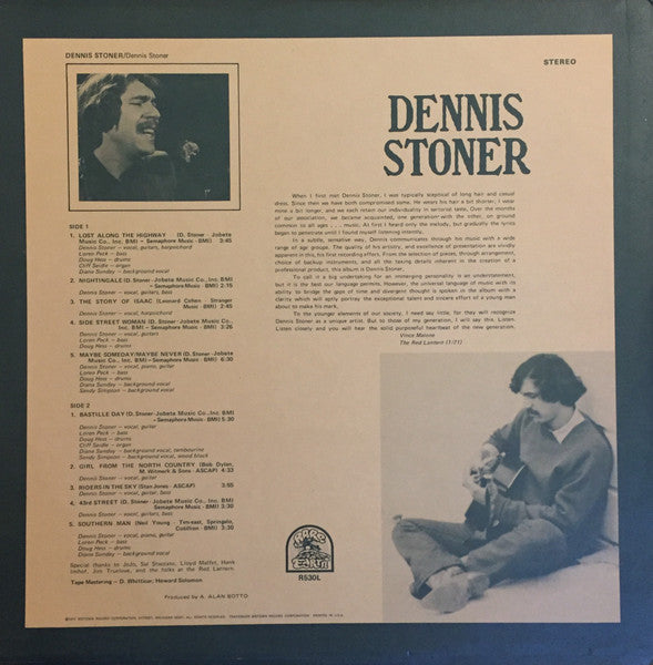 Dennis Stoner – Dennis Stoner LP vinyl record, image 2 of 6