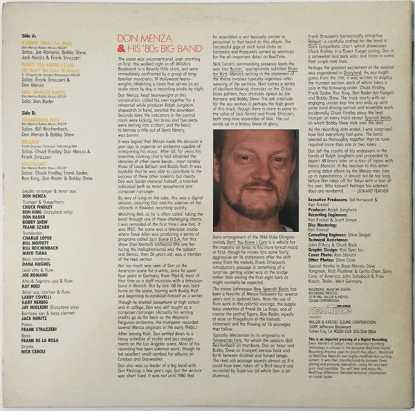 Don Menza & His '80s Big Band – Burnin' LP vinyl record, image 2 of 8