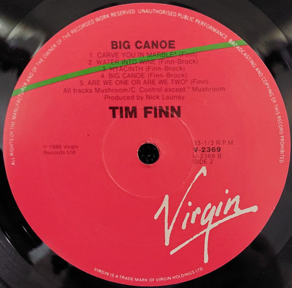 Tim Finn – Big Canoe LP vinyl record, image 4 of 4