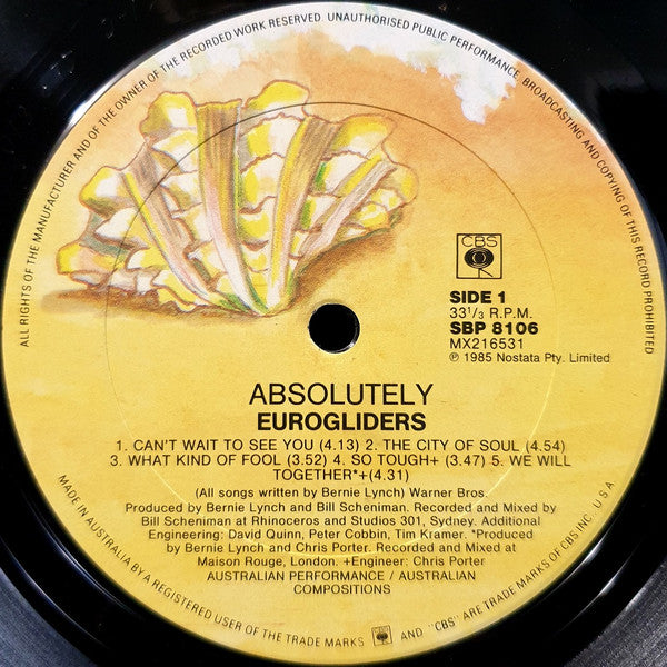 Eurogliders – Absolutely! LP vinyl record, image 3 of 6